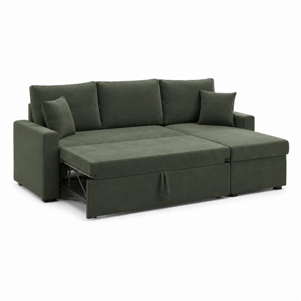 Schlafsofa mit Ausziehfunktion dunkelgrün Mikrofaser-Polyester 250 x 155 x 90 cm