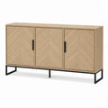 Sideboard Eichenfurnier Natur mit Stahlgestell Schwarz rechteckig 160 x 40 x 80 cm