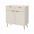 Sideboard Weiß aus MDF mit Rillenfront und Metallfüßen 80 x 40 x 100 cm