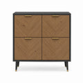 Sideboard mit 4 Türen Eichenfurnier Schwarz 100 x 40 x 100 cm