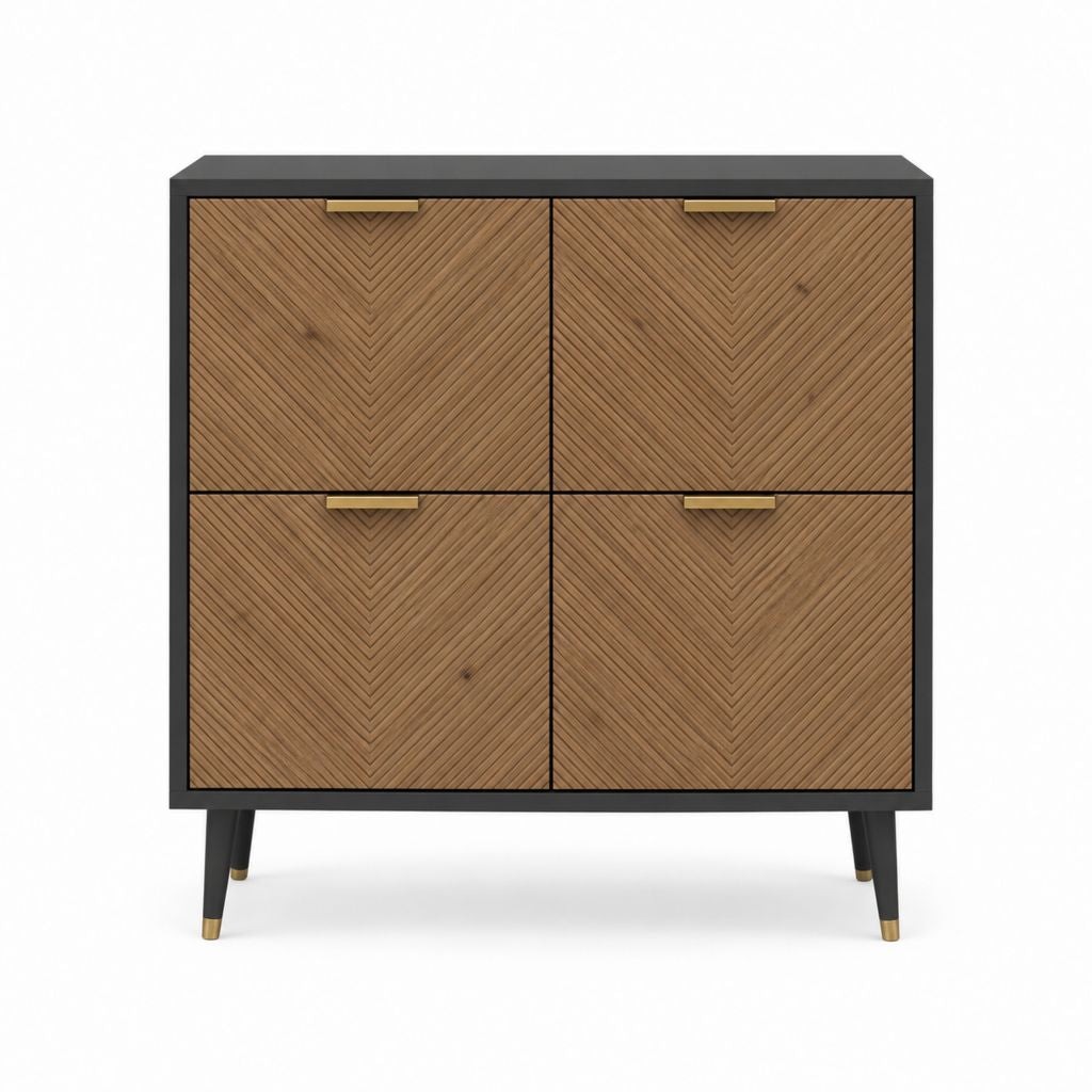 Sideboard mit 4 Türen Eichenfurnier Schwarz 100 x 40 x 100 cm