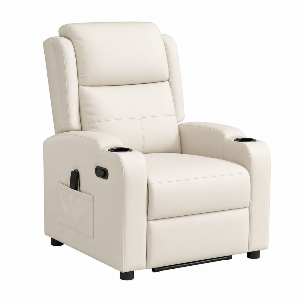 Elektrischer Relaxsessel Creme PU-Kunstleder mit Liegefunktion 85 x 96 x 104 cm