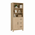Highboard Eiche hell Spanplatte mit 1 Tür 3 Schubladen und 3 offenen Fächern 80 x 40 x 180 cm