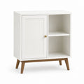 Sideboard Weiß MDF mit Lamellentür und offenen Fächern 80 x 40 x 100 cm