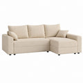 Ecksofa mit Recamiere rechts Beige Polyester 230 x 145 x 85 cm