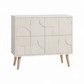 Sideboard Cremeweiß MDF mit 4 Türen und Massivholzfüßen 120 x 40 x 85 cm