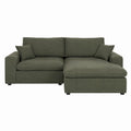 Ecksofa mit Recamiere rechts olivgrün Polyester rechteckig 220 x 150 x 85 cm