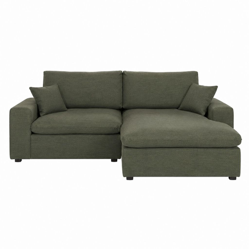 Ecksofa mit Recamiere rechts olivgrün Polyester rechteckig 220 x 150 x 85 cm