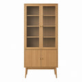 Vitrinenschrank Sideboard Eichefarben MDF und Sicherheitsglas rechteckig 90 x 40 x 190 cm