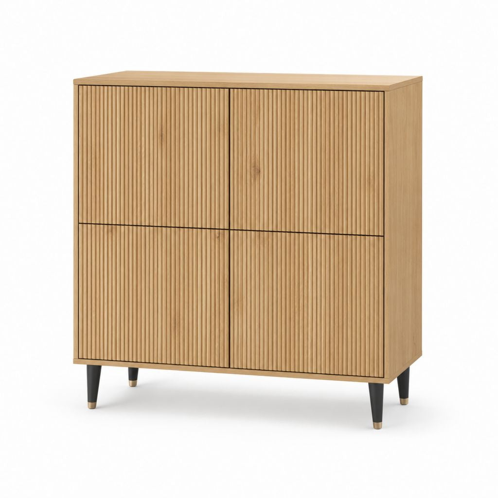 Sideboard Eichefarben MDF rechteckig 90 x 40 x 100 cm mit 4 Türen