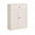 Sideboard Weiß aus MDF mit 2 Lamellentüren und Schublade 80 x 40 x 100 cm