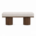 Schlafzimmerbank Sitzbank Creme und Walnussbraun aus Polyester und MDF rechteckig 120 x 40 x 45 cm