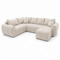 U-Sofa Wohnlandschaft Beige mit Polyesterbezug 330 x 190 x 85 cm