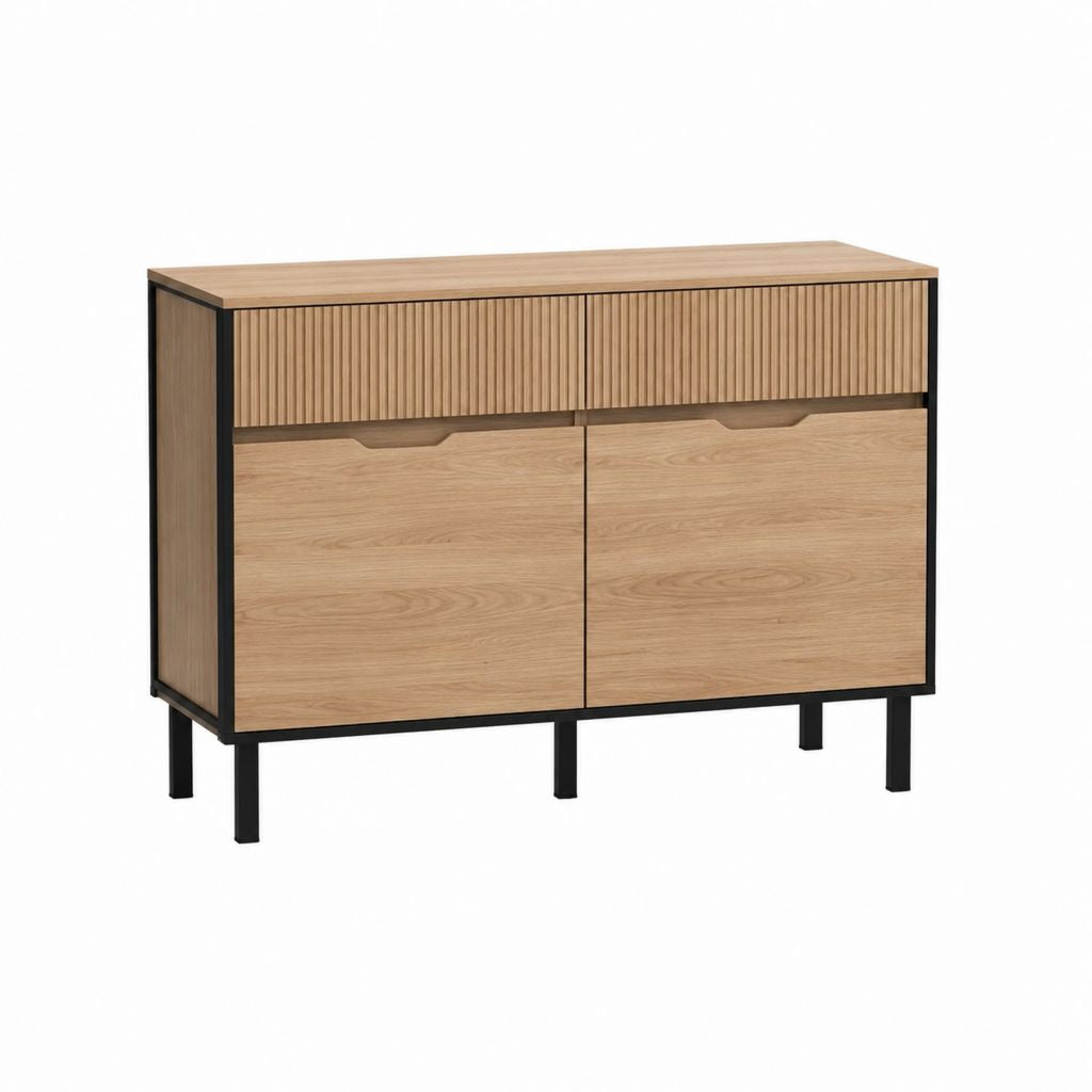 Sideboard Eichefarben Spanplatte mit 2 Türen 2 Schubladen 120 x 40 x 85 cm