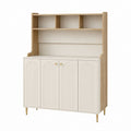 Sideboard mit Aufsatz Creme Eichedekor MDF rechteckig 4 Türen 3 offene Fächer 120 x 40 x 180 cm