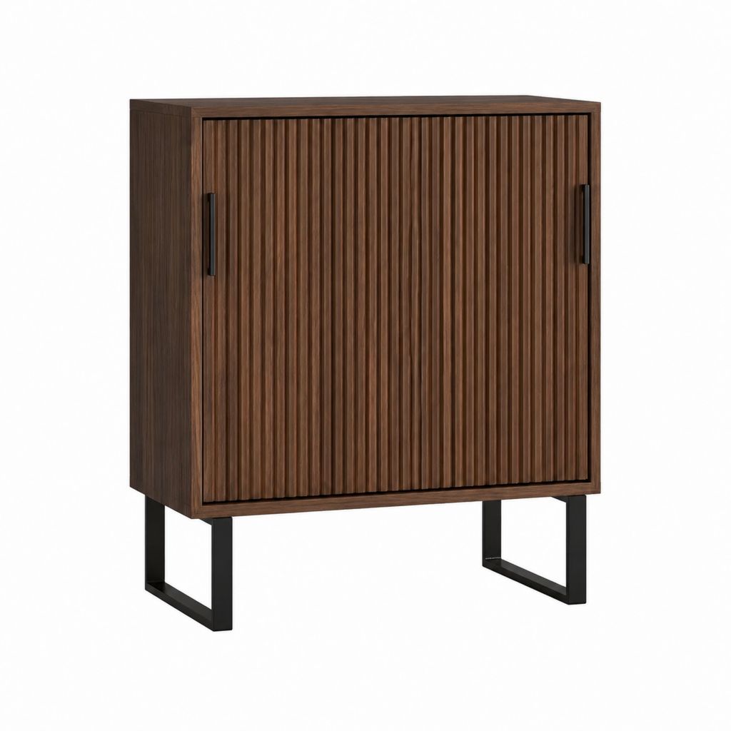 Sideboard mit 2 Türen Walnussholzfurnier MDF Rechteckig 100 x 40 x 120 cm