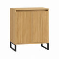 Sideboard mit 2 Türen Eichenholzoptik Schwarz Holzwerkstoff rechteckig 80 x 40 x 100 cm