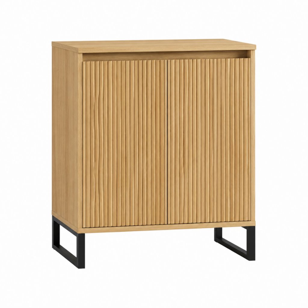 Sideboard mit 2 Türen Eichenholzoptik Schwarz Holzwerkstoff rechteckig 80 x 40 x 100 cm