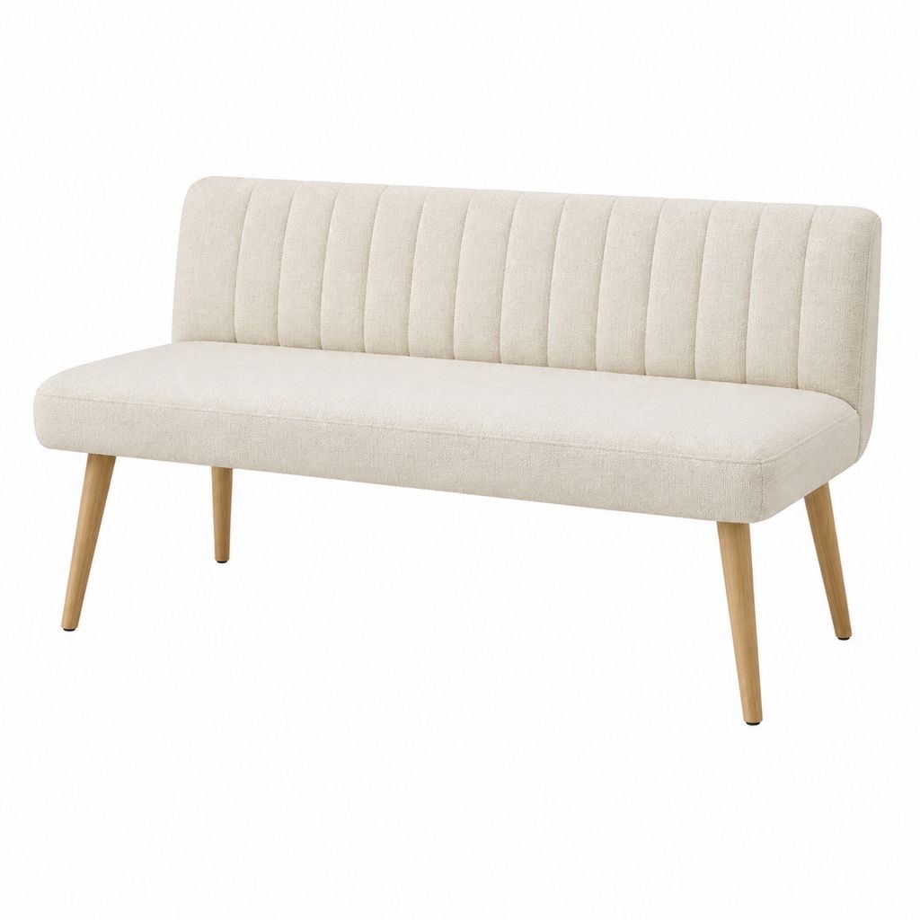Gepolsterte Schlafzimmerbank mit Rückenlehne Beige Polyester Rechteckig 120 x 60 x 85 cm
