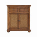 Sideboard mit 2 Türen und 2 Schubladen braun aus Massivholz und Rattan rechteckig 90 x 45 x 100 cm