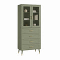 Vitrinenschrank in Salbeigrün aus MDF und Klarglas rechteckig mit 4 Schubladen B 80 x T 40 x H 180 cm