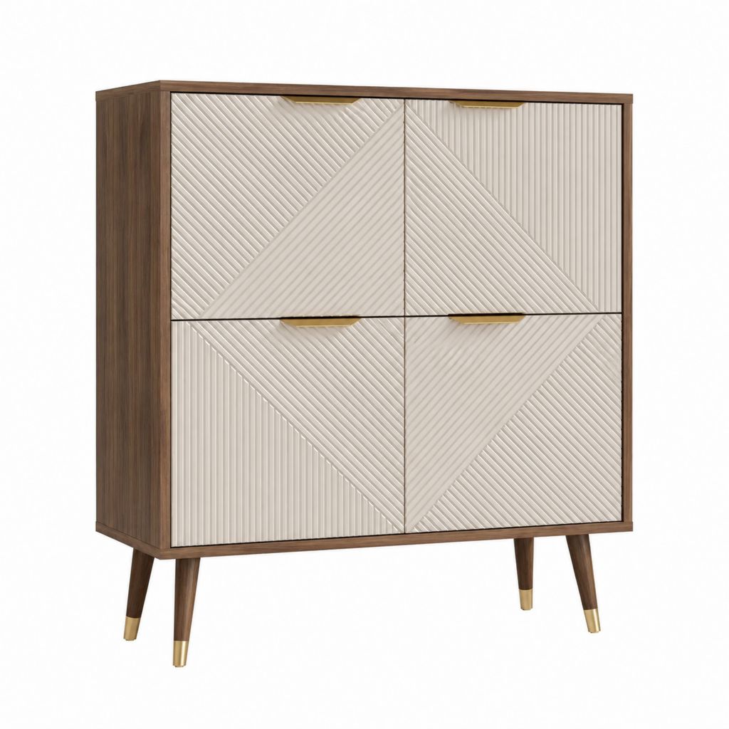 Sideboard mit 4 Türen in Walnussbraun Creme MDF rechteckig 90 x 40 x 110 cm